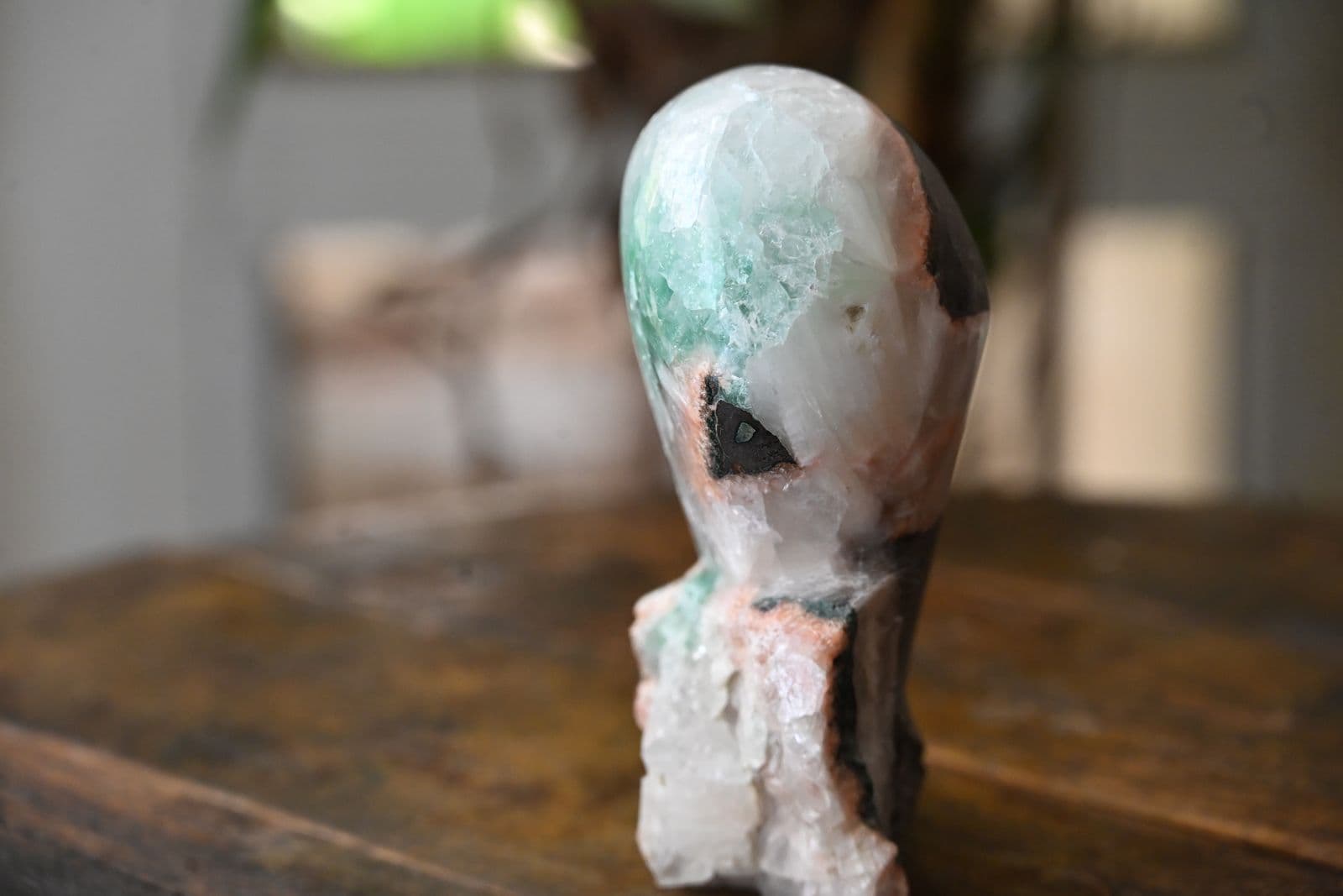Alien Head Sculpture Carved from Deccan Basalt Matrix — view 5