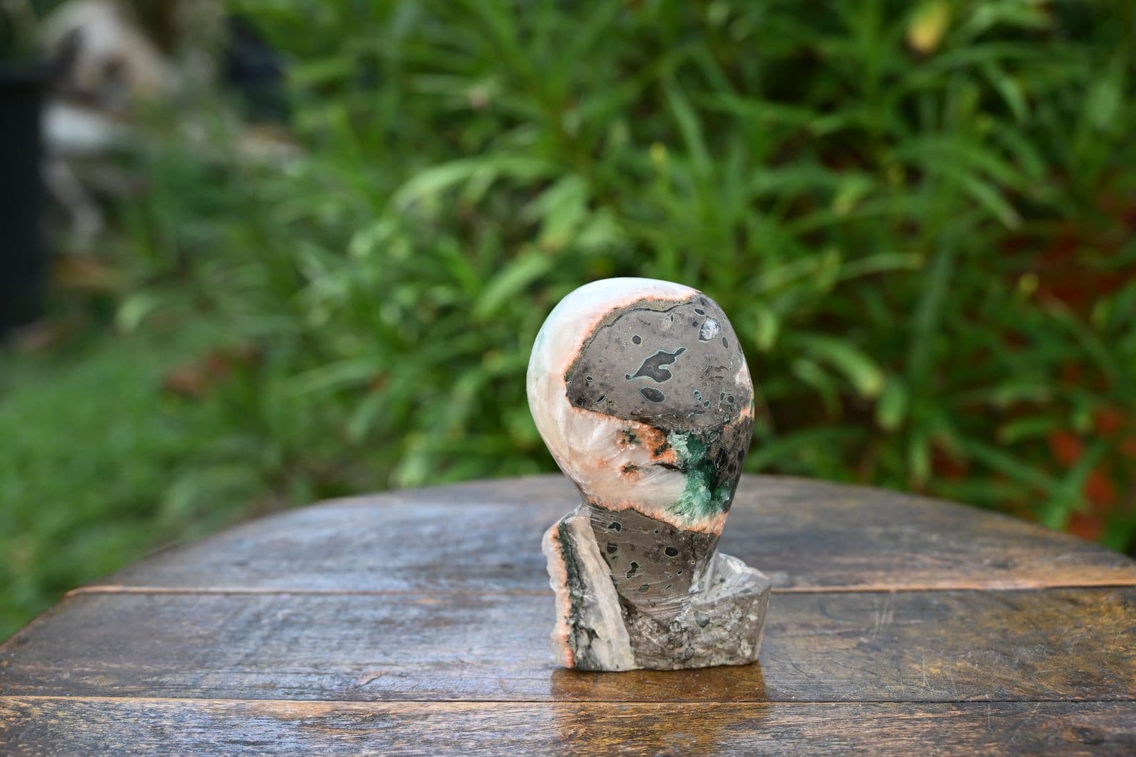 Alien Head Sculpture Carved from Deccan Basalt Matrix — view 8
