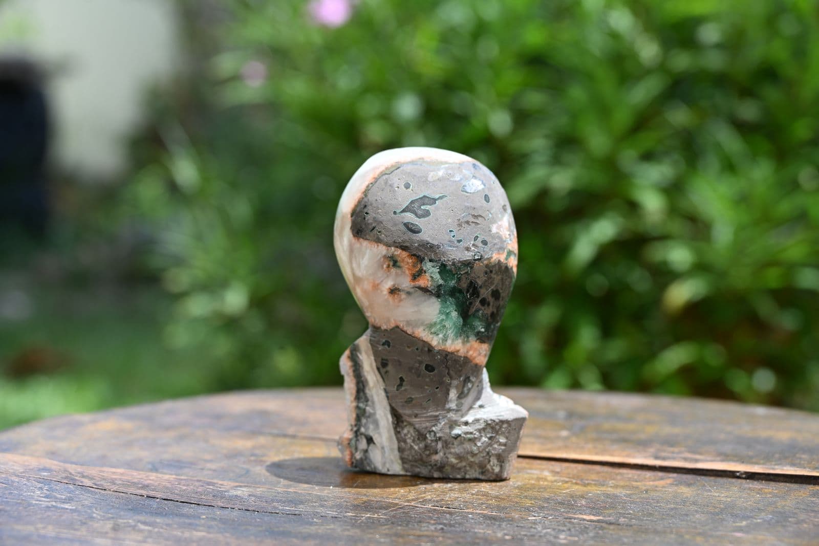 Alien Head Sculpture Carved from Deccan Basalt Matrix — view 11
