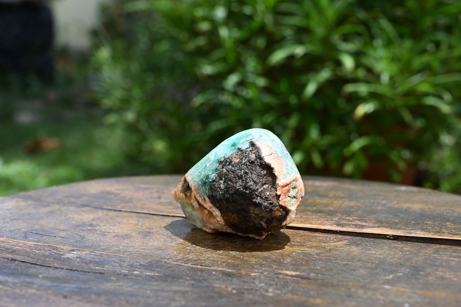 Celadonite-Tinted Chalcedony Nodule on Basalt — view 4