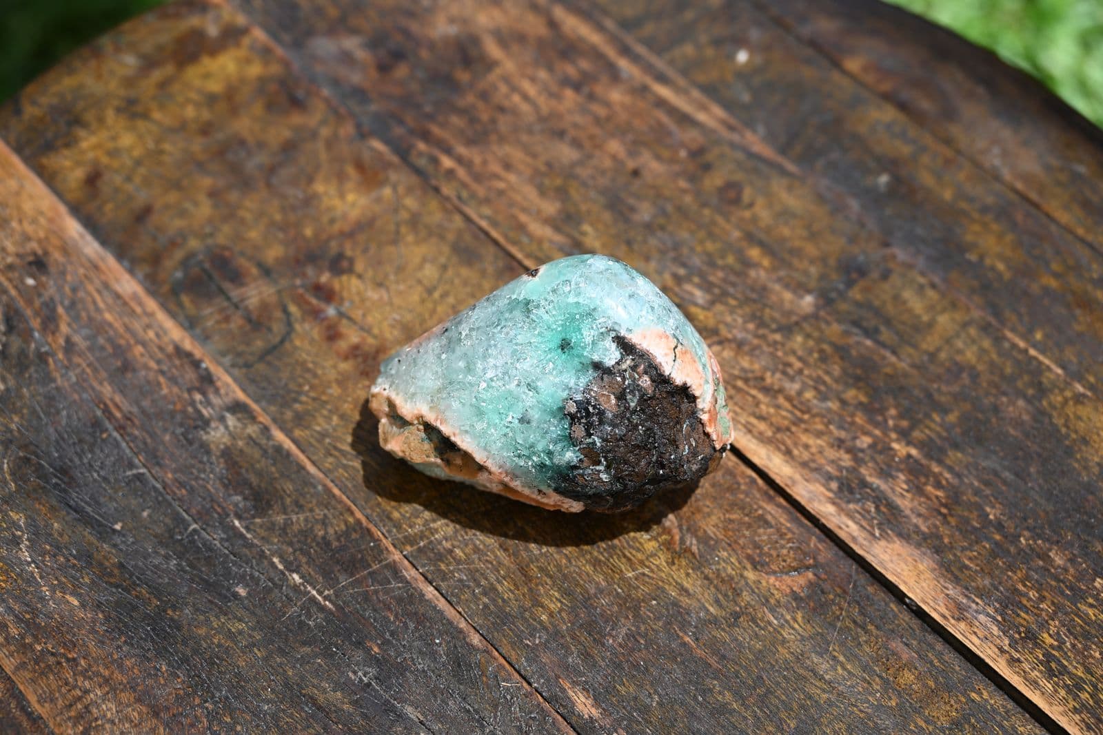 Celadonite-Tinted Chalcedony Nodule on Basalt — view 9