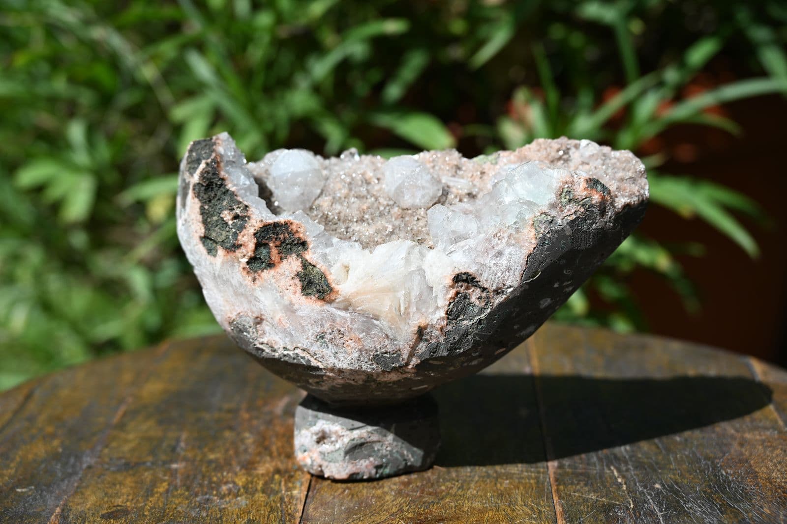 Apophyllite Geode Chalice on Carved Basalt Foot — view 3