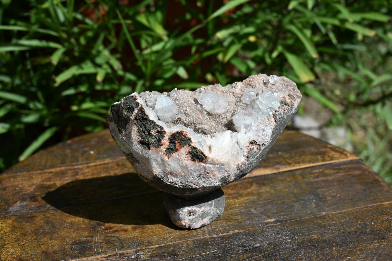 Apophyllite Geode Chalice on Carved Basalt Foot — view 2