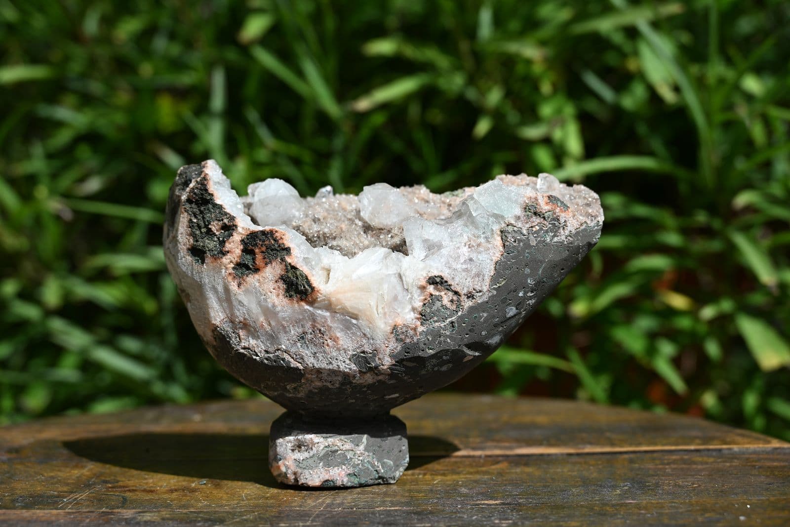 Apophyllite Geode Chalice on Carved Basalt Foot — view 5