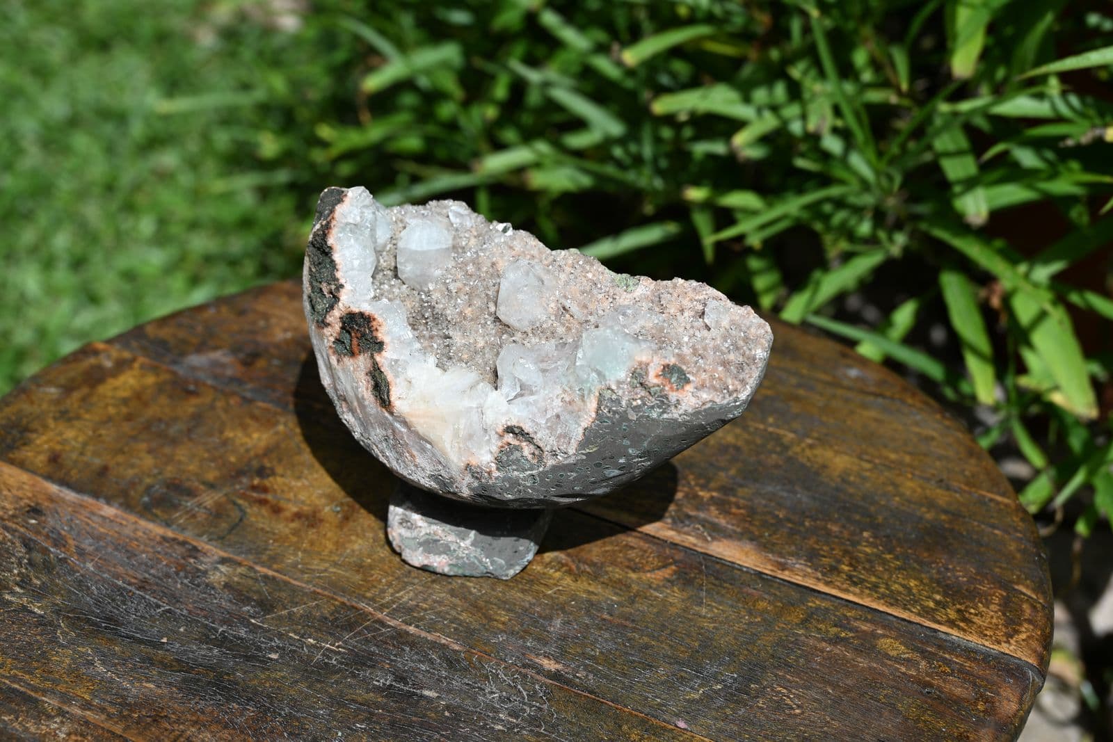 Apophyllite Geode Chalice on Carved Basalt Foot — view 7