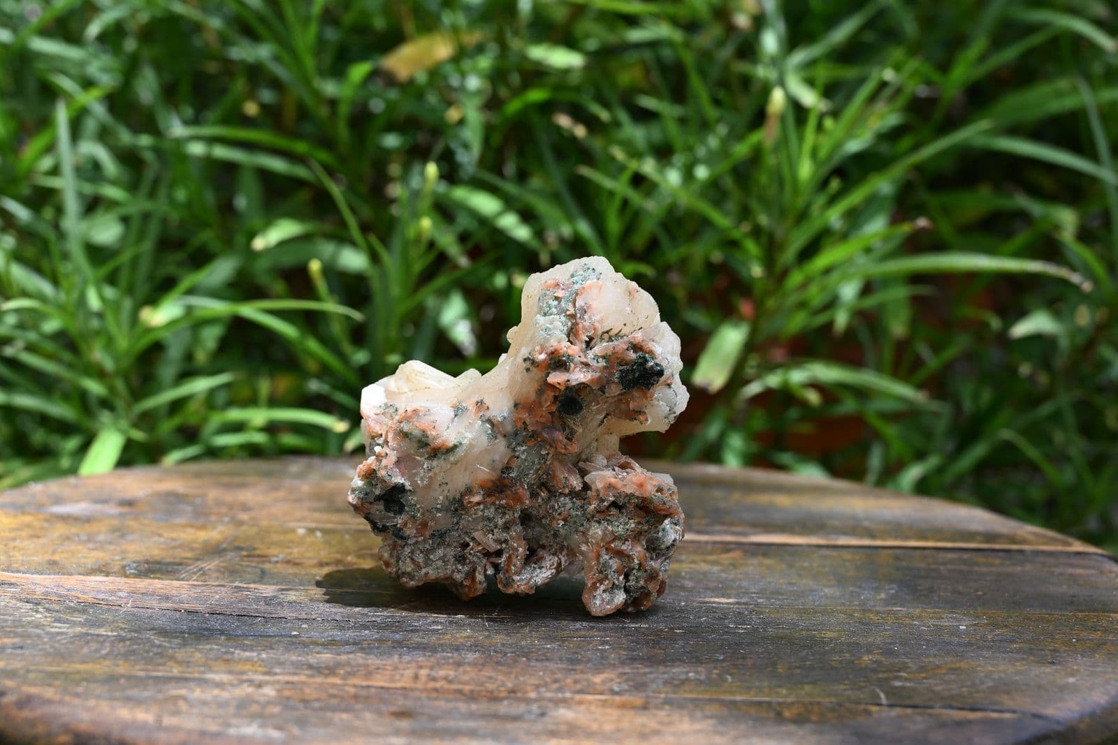 Peach Stilbite Fan Cluster with Celadonite — view 5