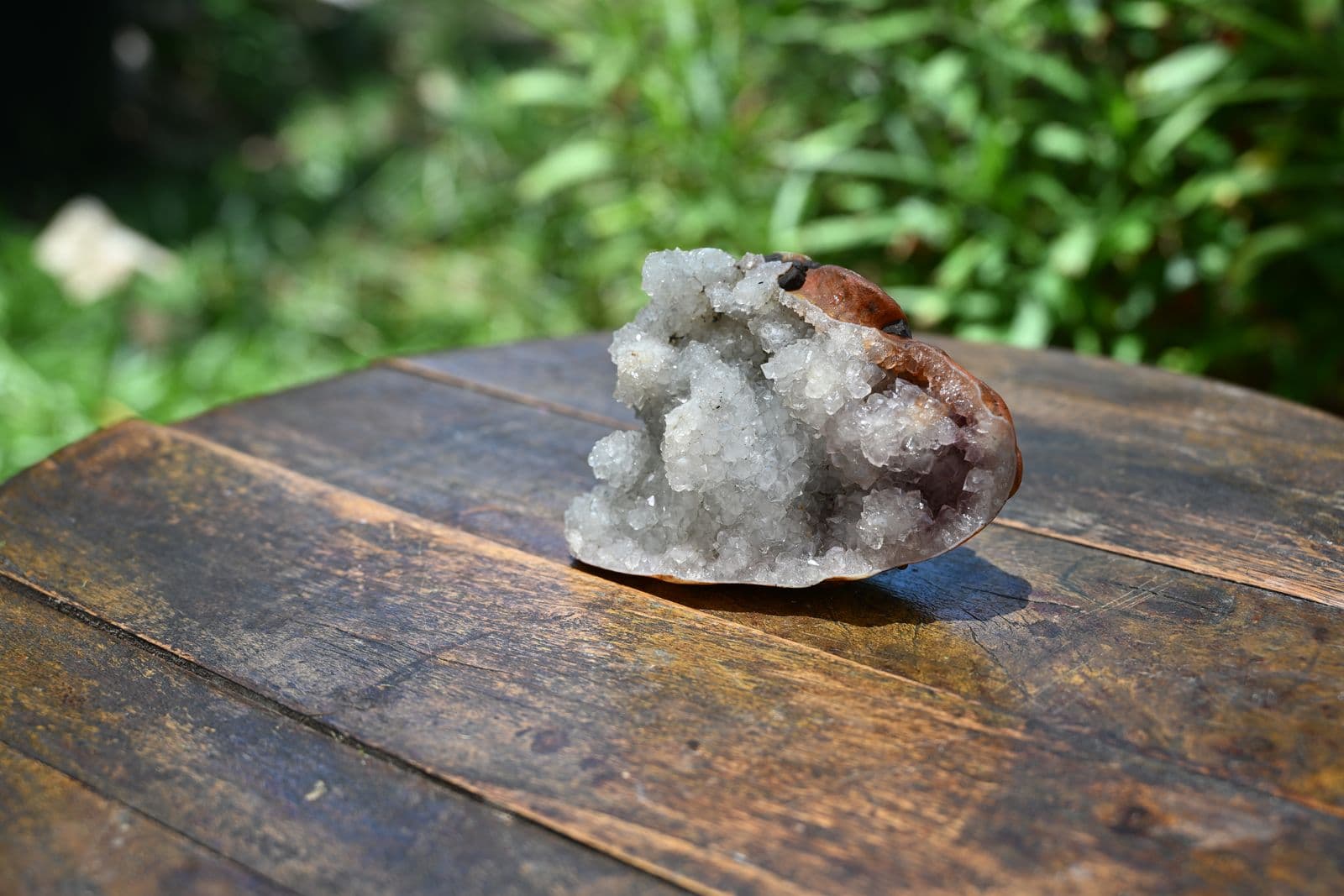 Druzy Quartz Geode Half with Amethystine Pocket — view 2