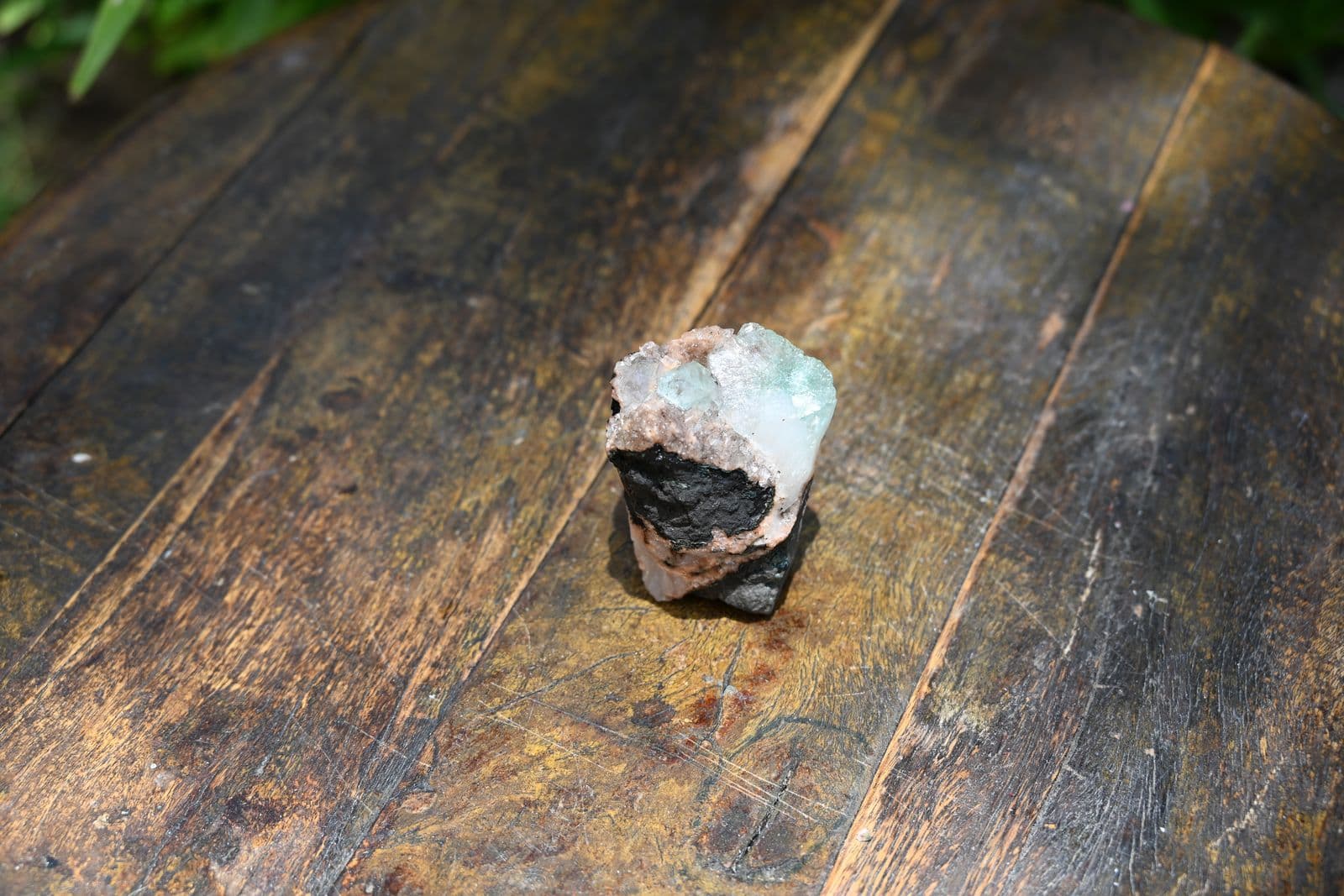 Green Apophyllite on Basalt with Stilbite