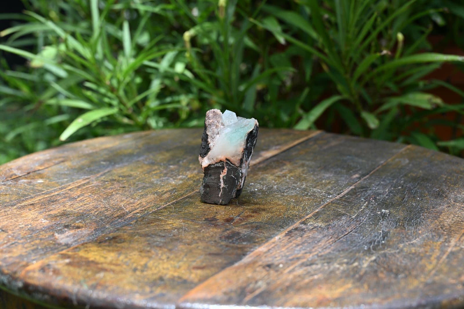 Green Apophyllite on Basalt with Stilbite — view 2