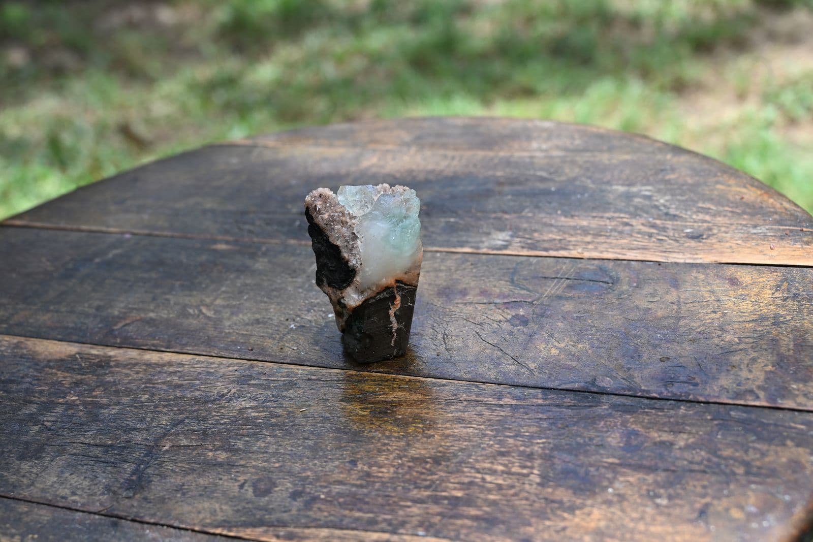 Green Apophyllite on Basalt with Stilbite — view 3