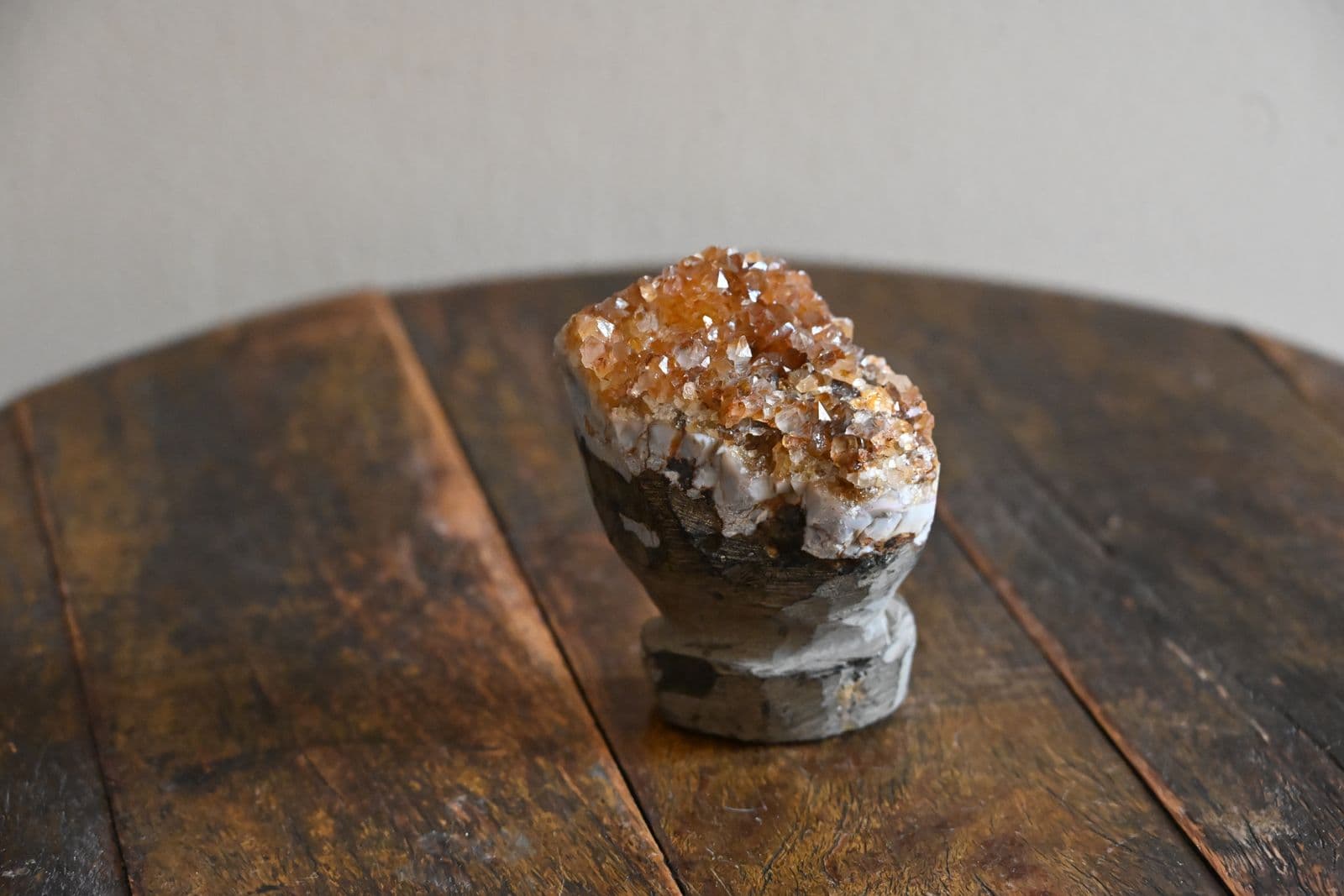 Golden Druzy Quartz on Basalt Pedestal