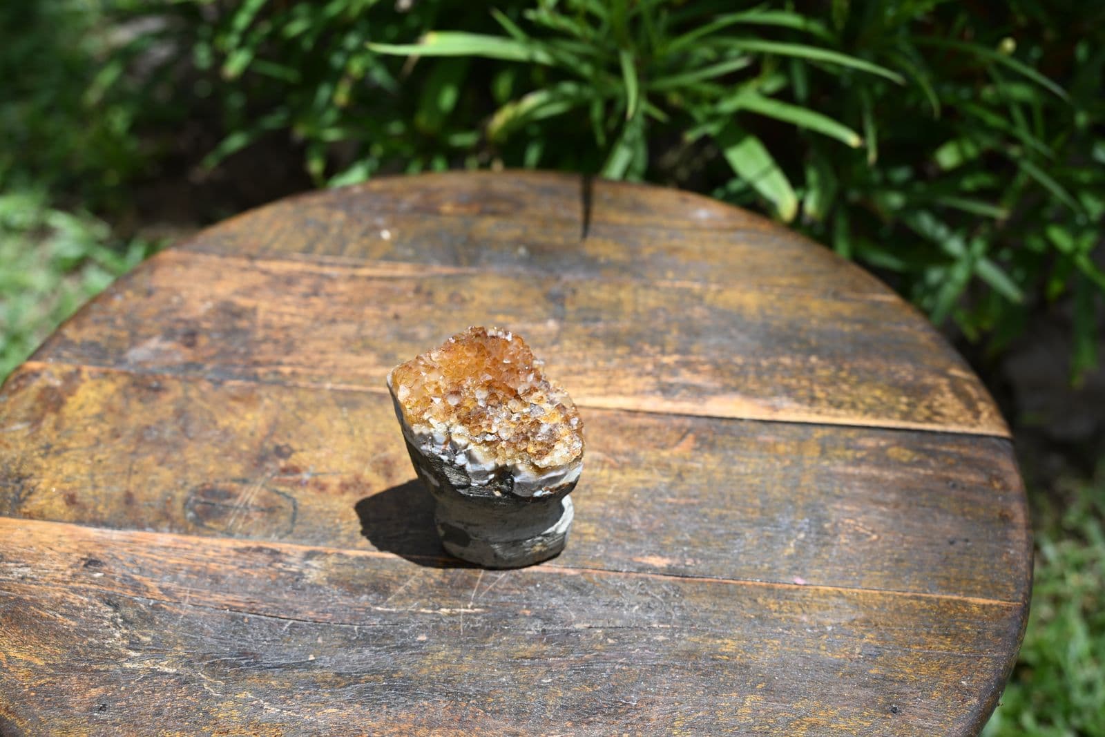 Golden Druzy Quartz on Basalt Pedestal — view 2