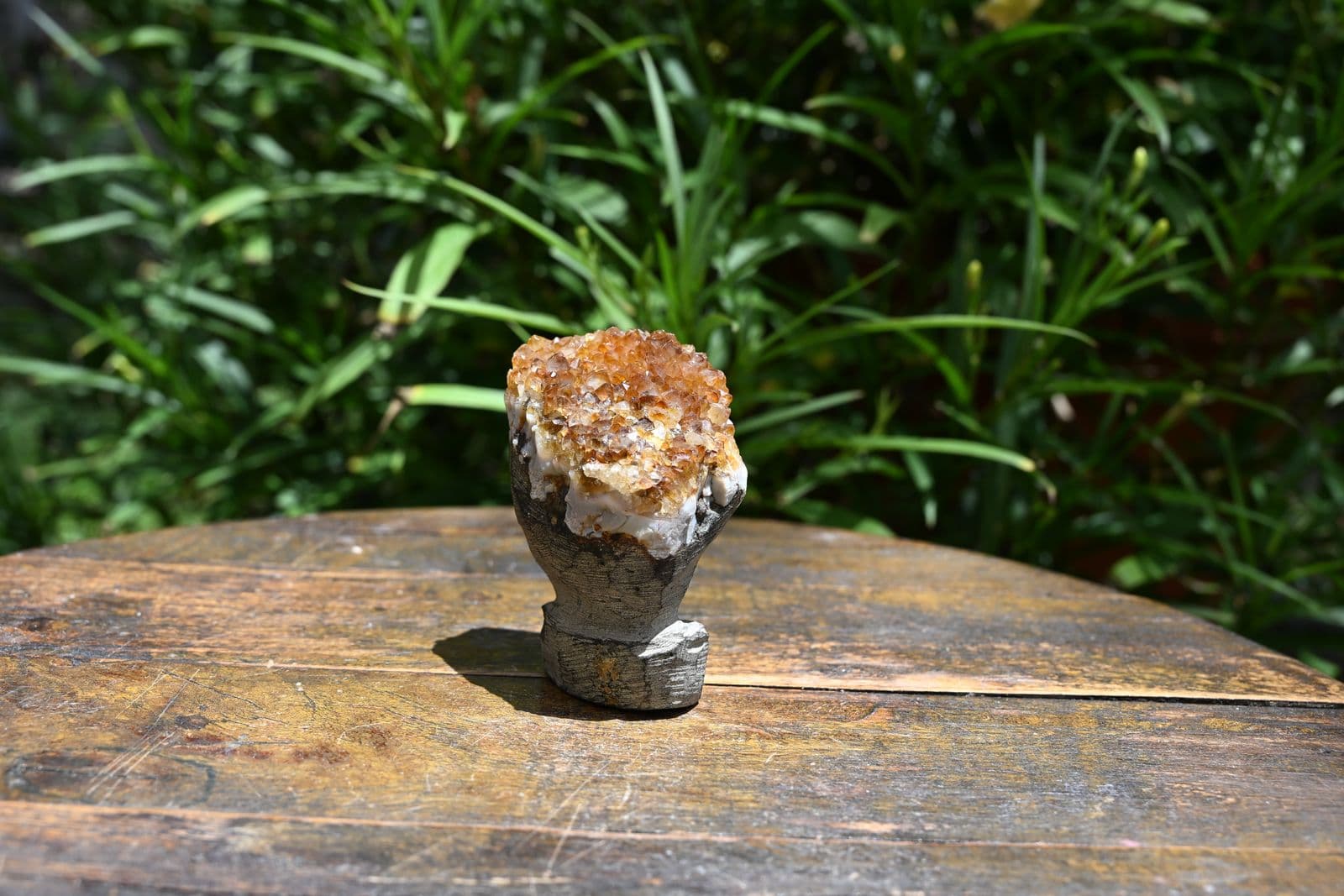 Golden Druzy Quartz on Basalt Pedestal — view 4