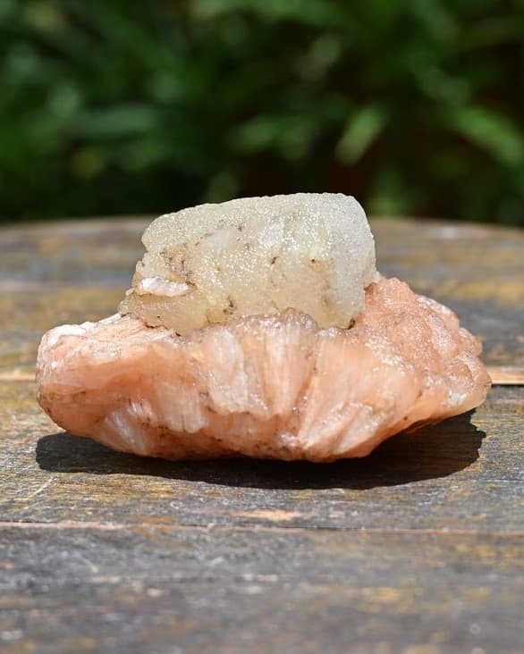 Apophyllite Crystal on Pink Stilbite Matrix